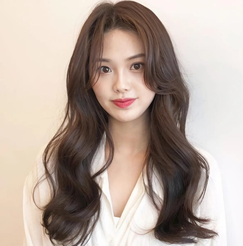 Độ phồng của tóc dài uốn xoăn sóng sẽ giúp khuôn mặt bạn trông nhỏ nhắn và cân đối hơn.