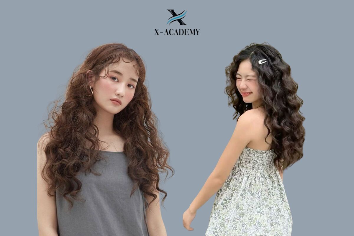 Uốn layer nữ tóc dài dập phồng