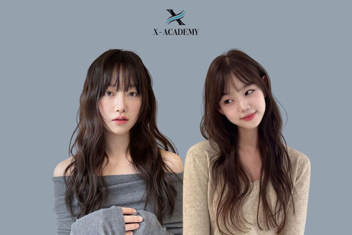 Tóc layer nữ dài xoăn nhẹ mái thưa