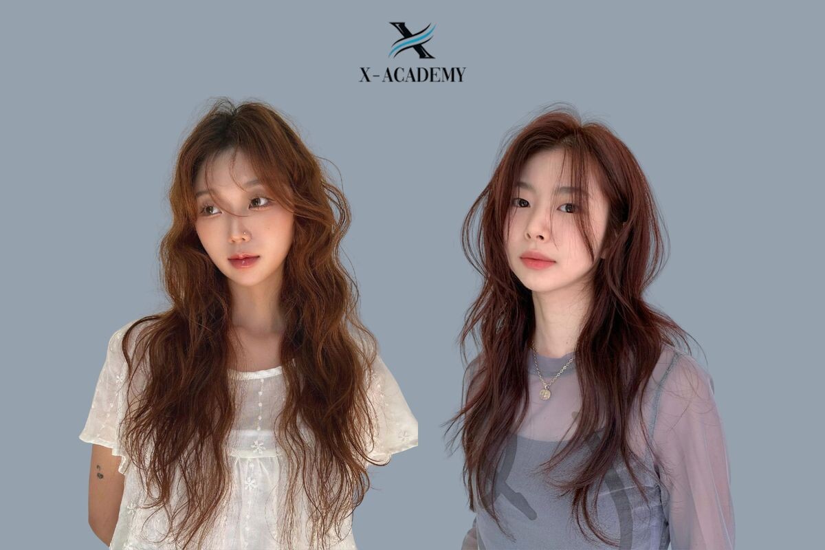 Tóc uốn gợn sóng kết hợp nhuộm màu thời trang