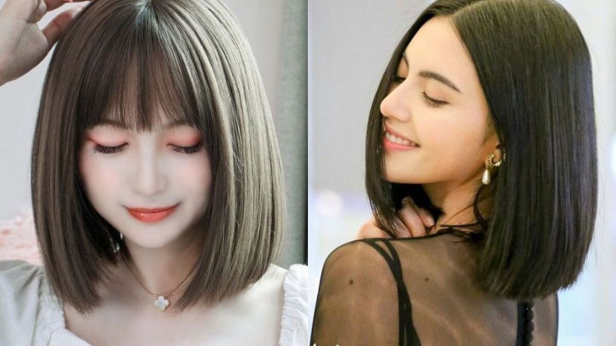 Tóc ngắn duỗi cúp