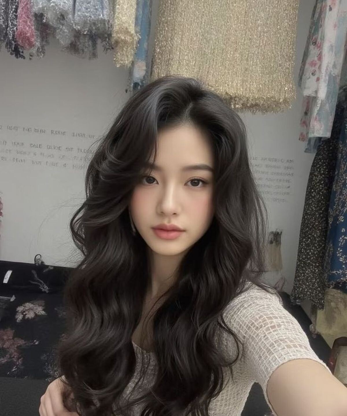 Tóc uốn xoăn ngôi giữa