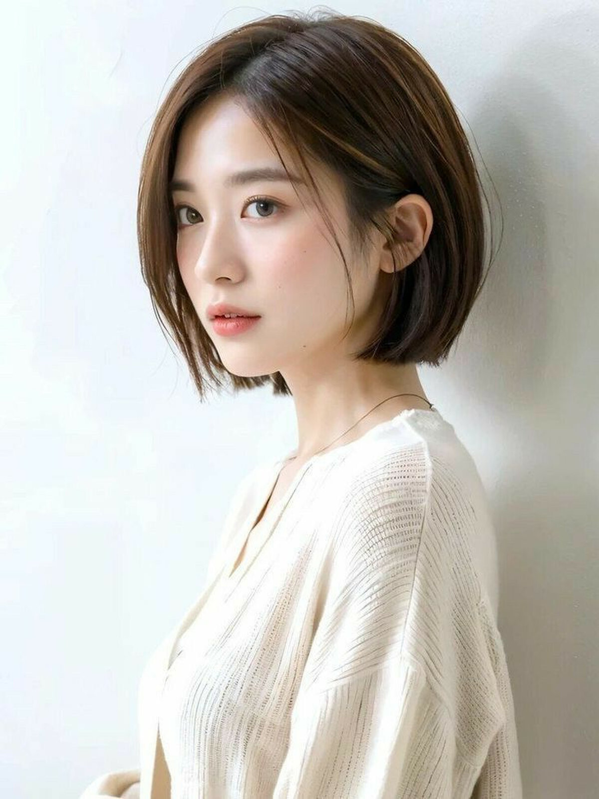 Tóc ngắn ngôi lệch cho gương mặt gầy