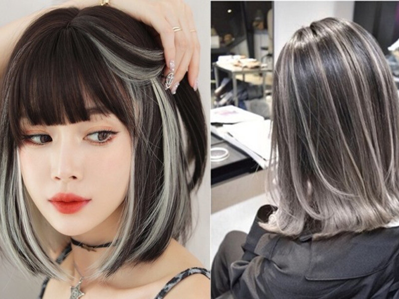 Kiểu tóc ngắn uốn cụp kết hợp highlight