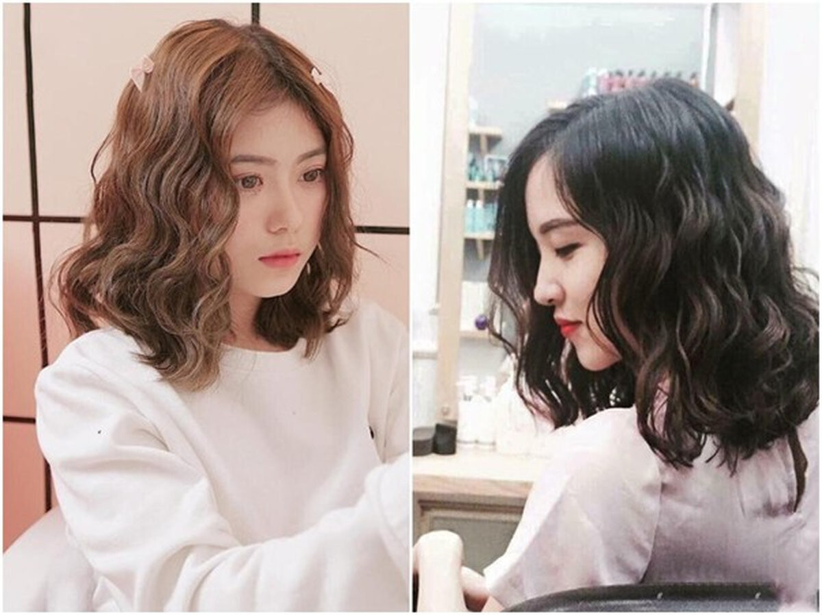 Tóc ngắn cá tính gợn sóng nước