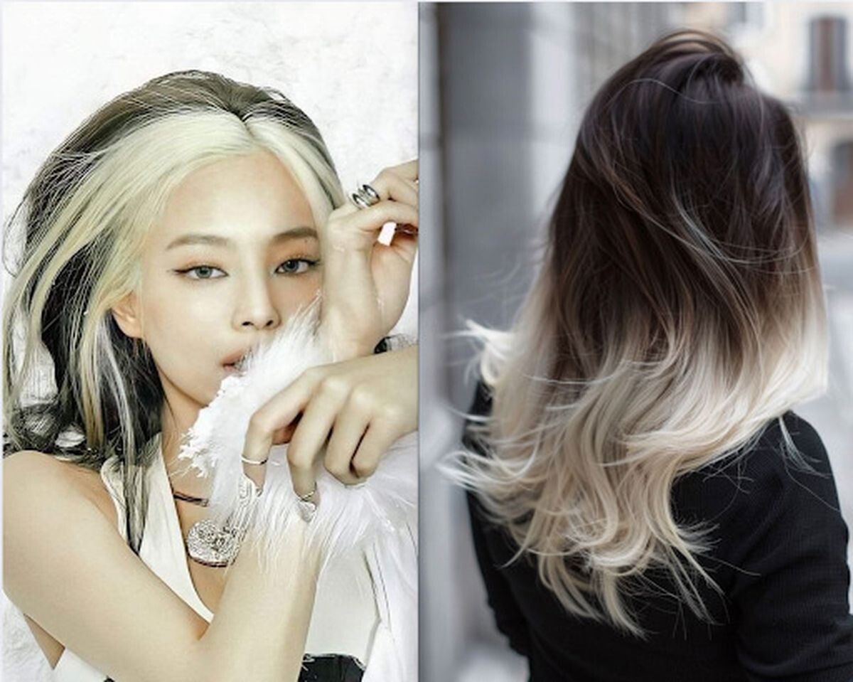 Tóc nhuộm nửa đầu màu bạch kim