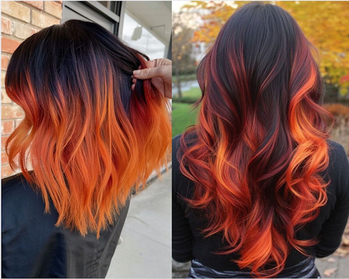 Tóc nhuộm nửa đầu màu cam