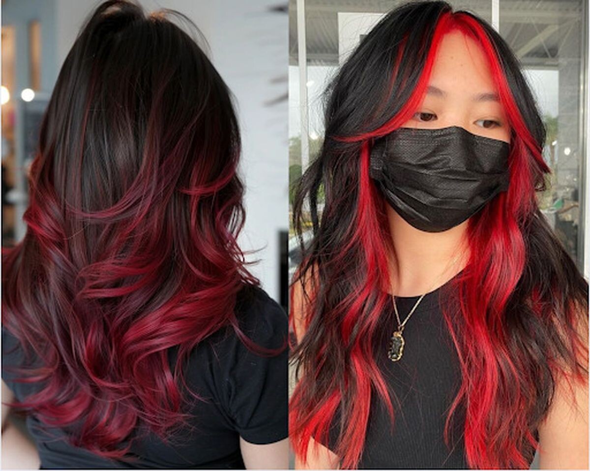 Tóc nhuộm nửa đầu màu đỏ