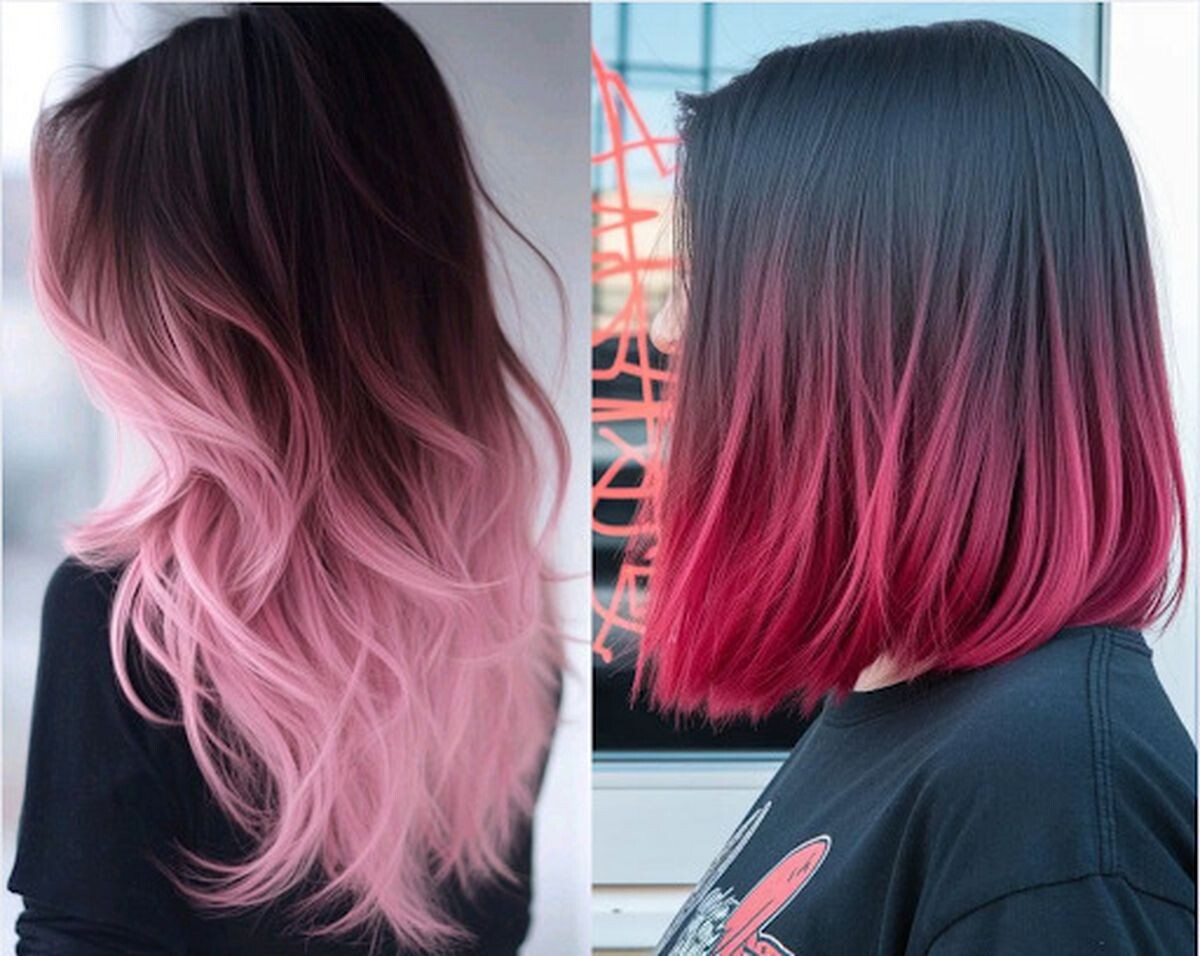 Tóc nhuộm nửa đầu màu hồng