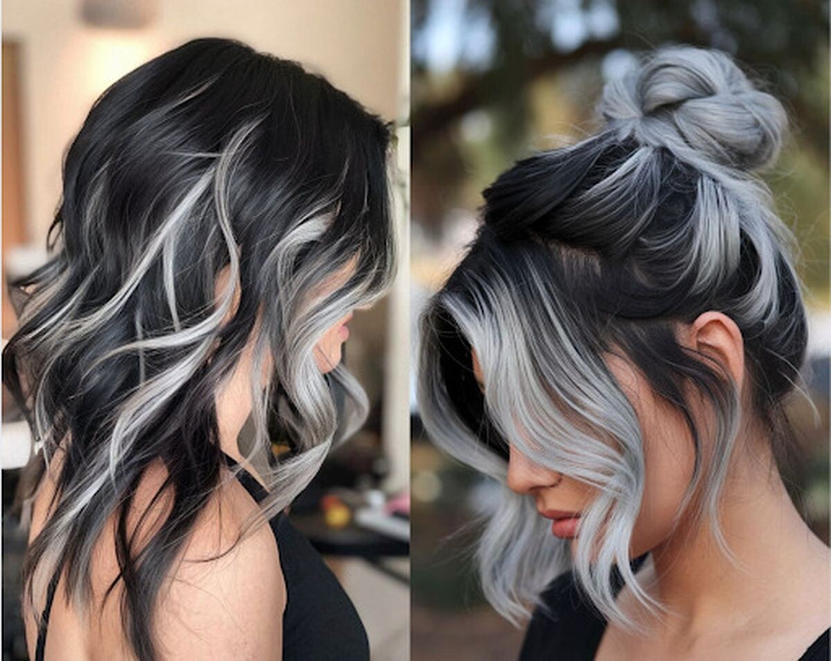 Tóc nhuộm nửa đầu màu xám khói