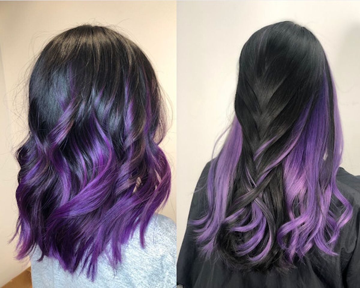 Tóc nhuộm nửa đầu màu tím
